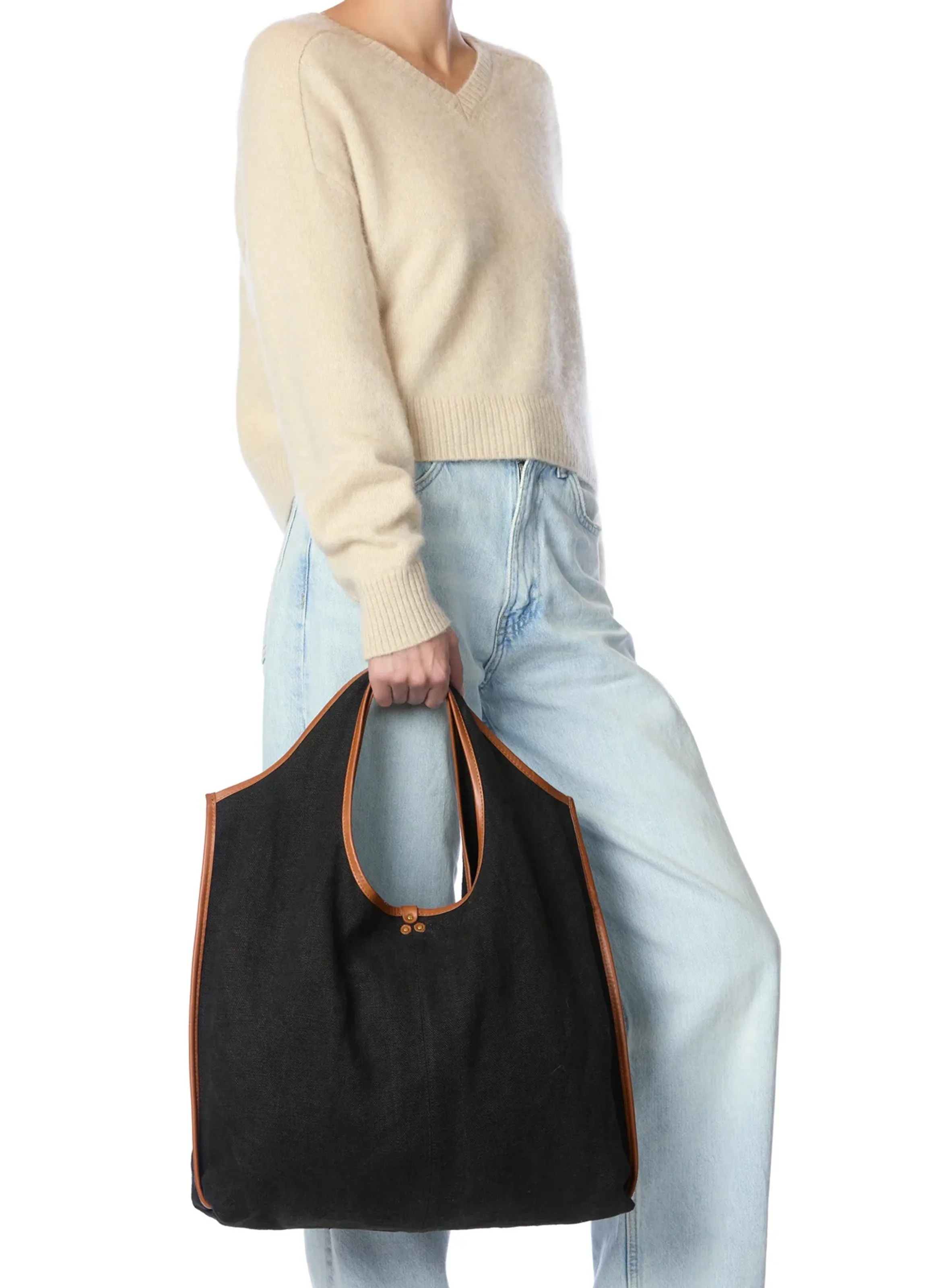  JEROME DREYFUSS   PACO - Shopping bag in misto lino | Nero