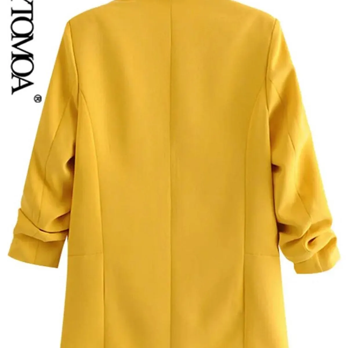Kpytomoa Donna Moda Abbigliamento da ufficio Blazer di base Cappotto Vintage Tasche a maniche lunghe pieghettate Capispalla femm