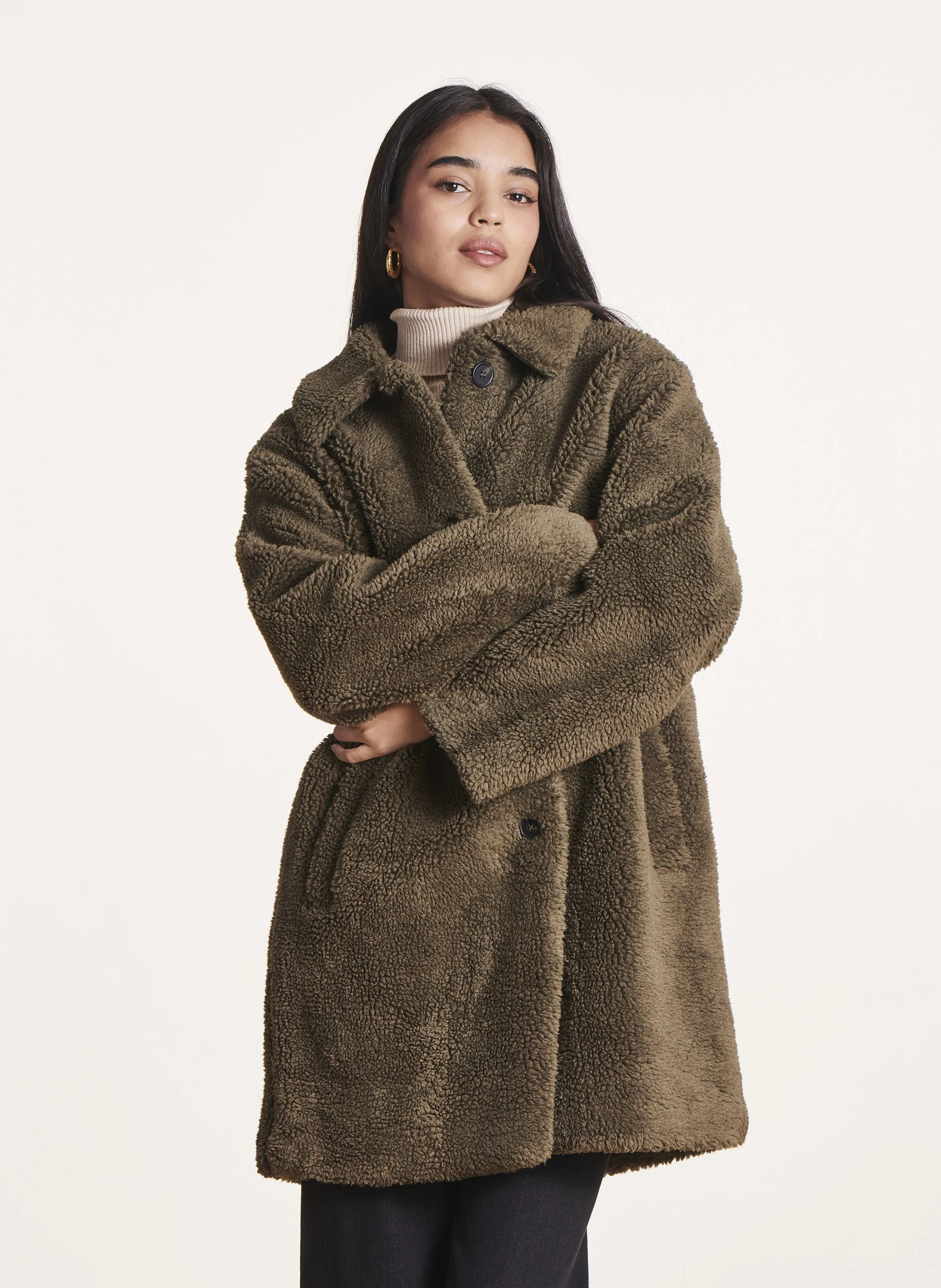  LA FEE MARABOUTEE   Cappotto collo classico in sherpa | Verde