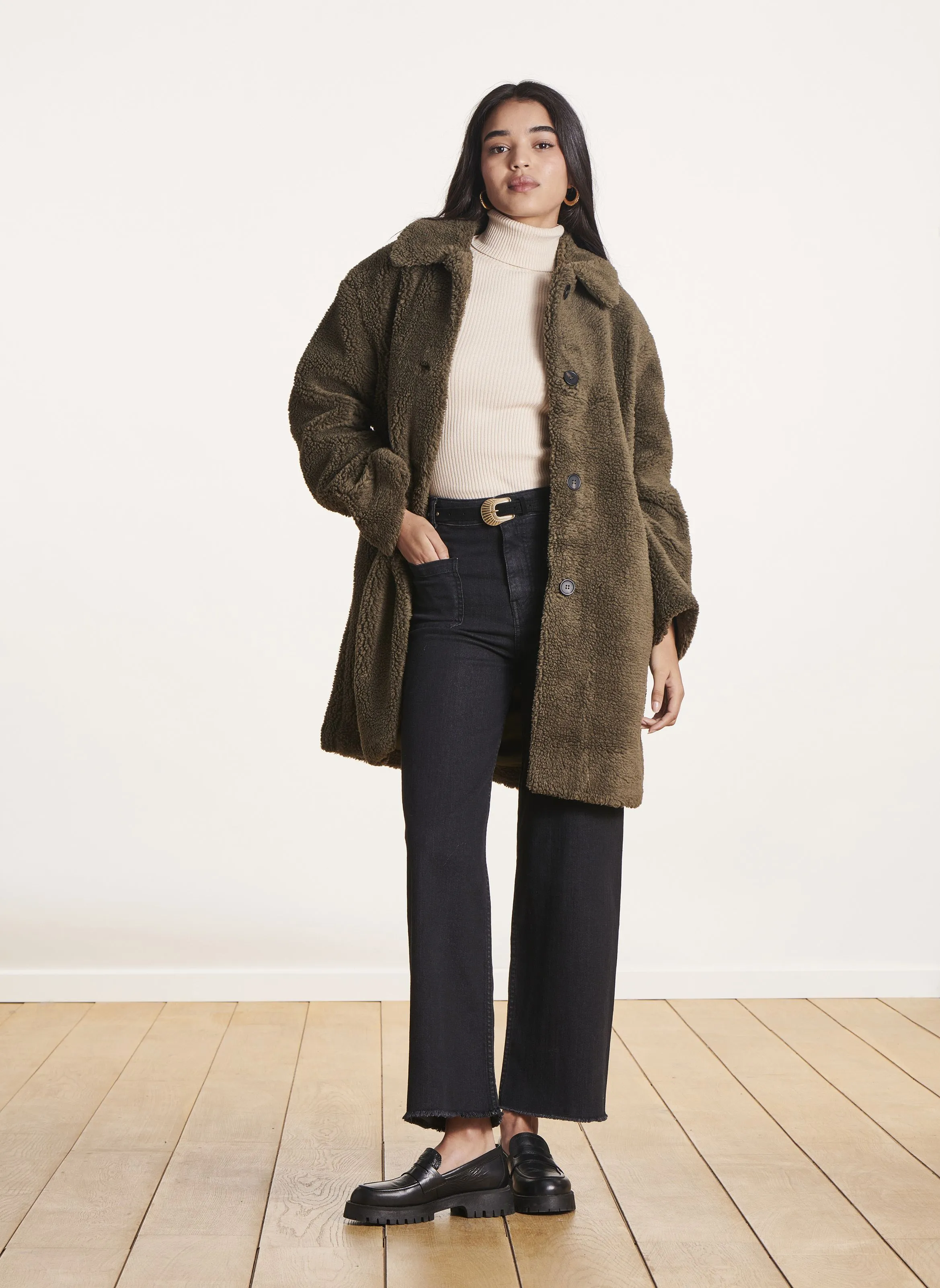  LA FEE MARABOUTEE   Cappotto collo classico in sherpa | Verde