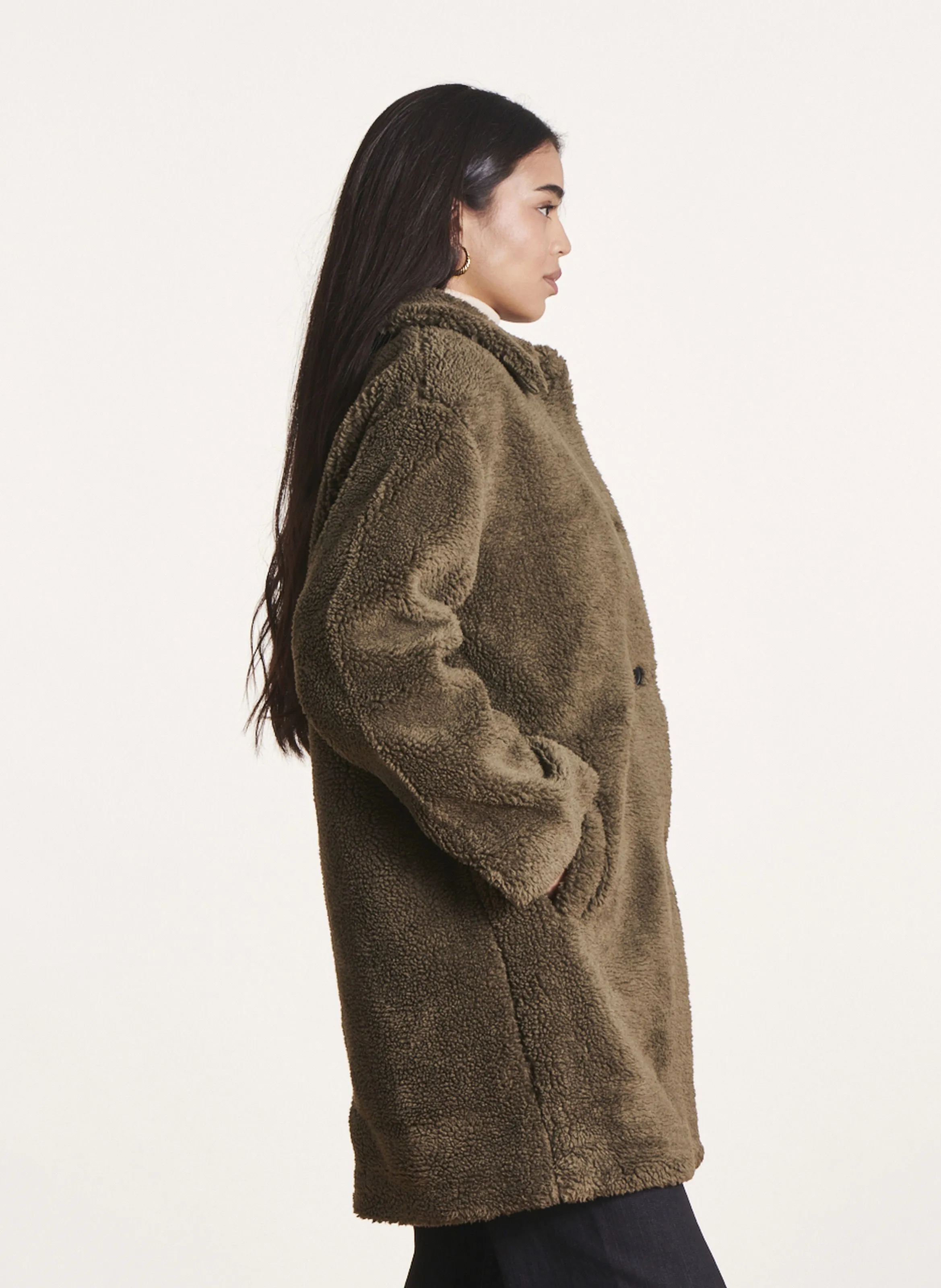  LA FEE MARABOUTEE   Cappotto collo classico in sherpa | Verde