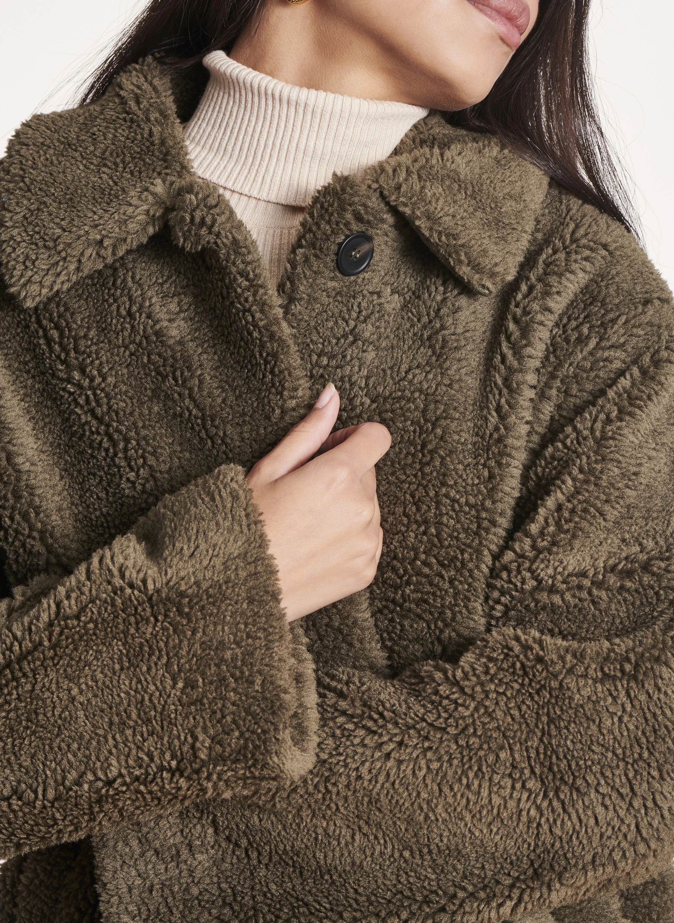  LA FEE MARABOUTEE   Cappotto collo classico in sherpa | Verde