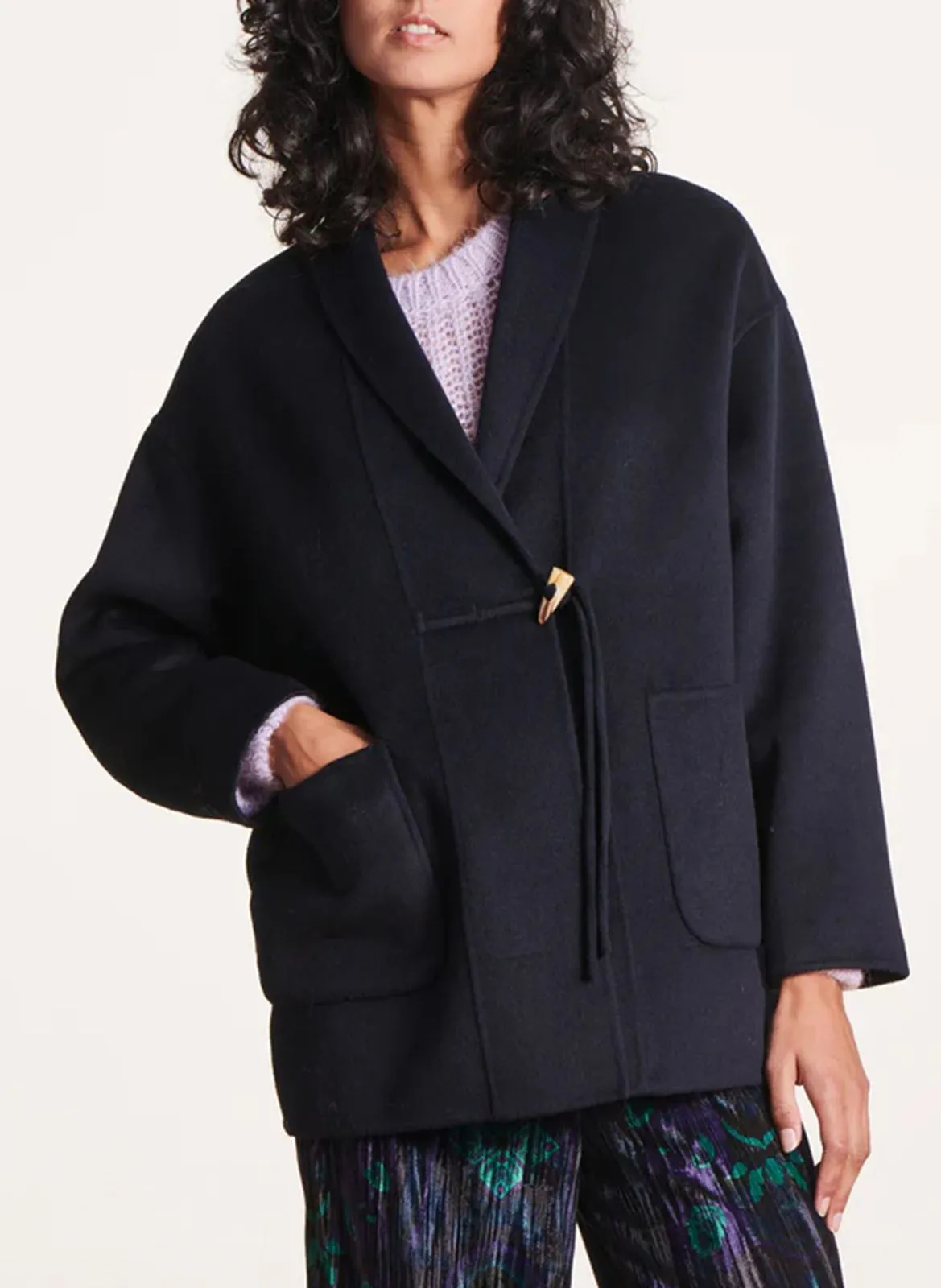  LA FEE MARABOUTEE   Cappotto corto in lana mélange | Blu