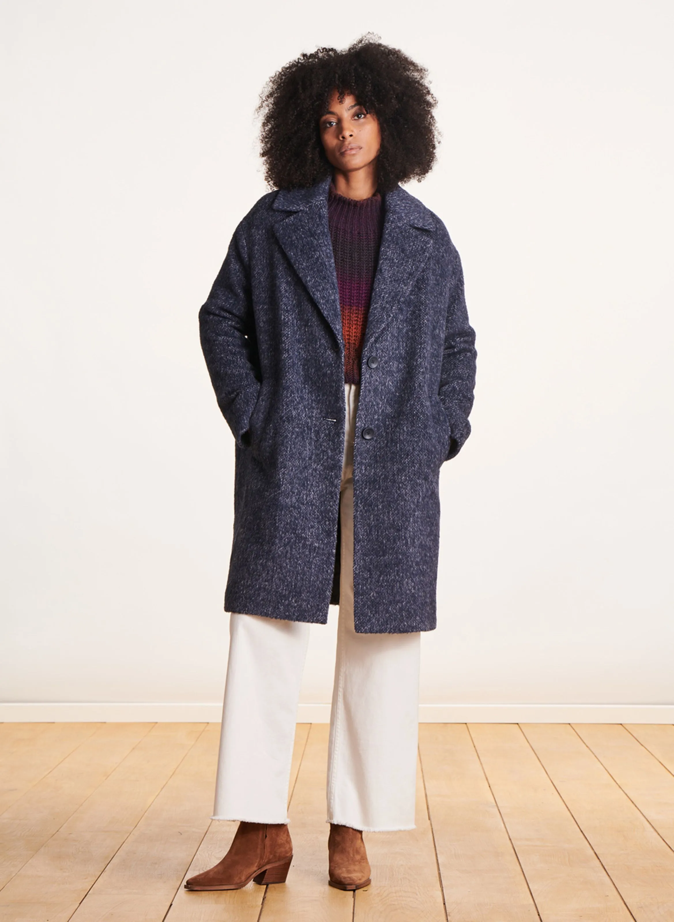  LA FEE MARABOUTEE   Cappotto oversize in lana riciclata mista | Blu