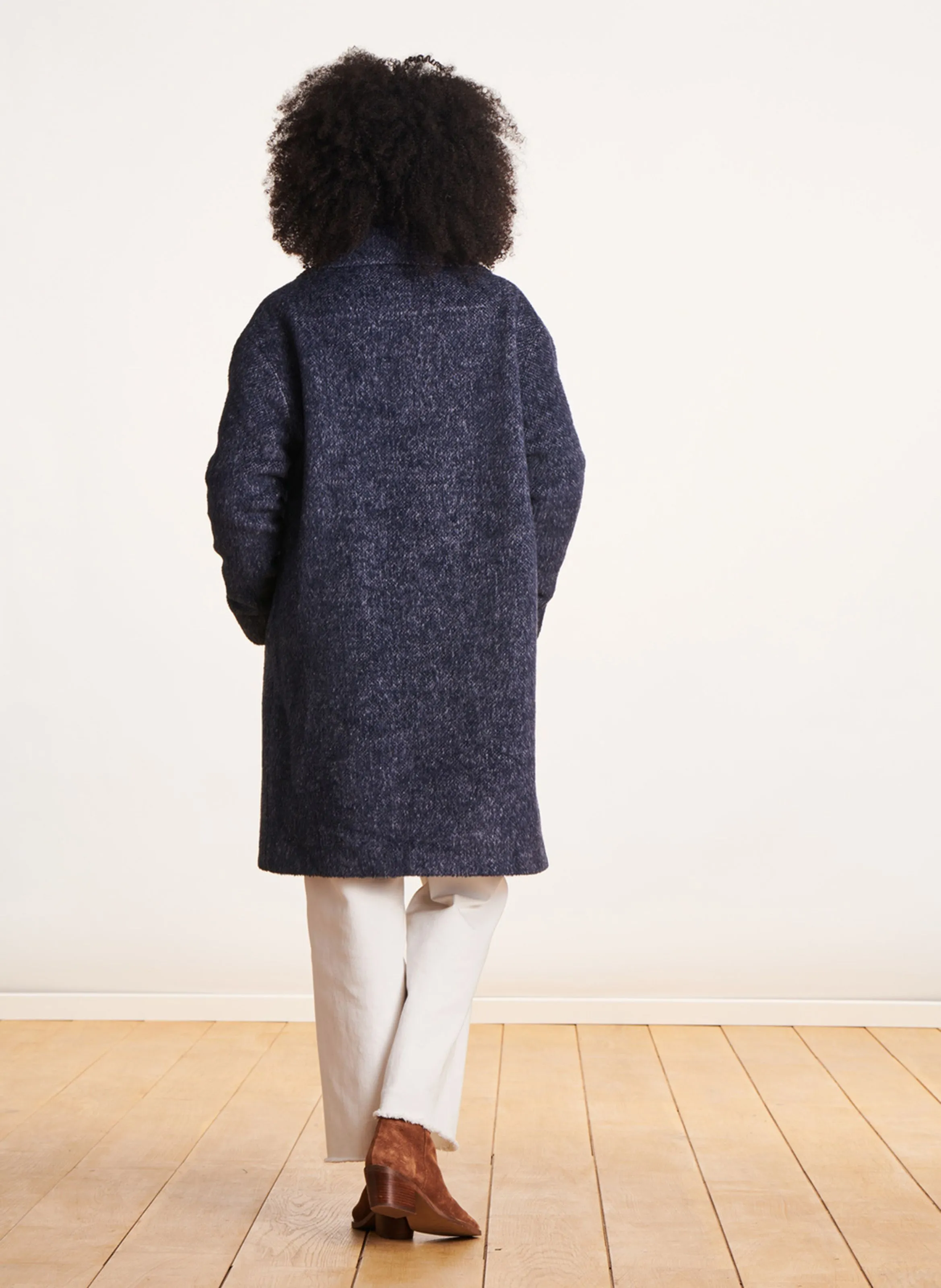  LA FEE MARABOUTEE   Cappotto oversize in lana riciclata mista | Blu