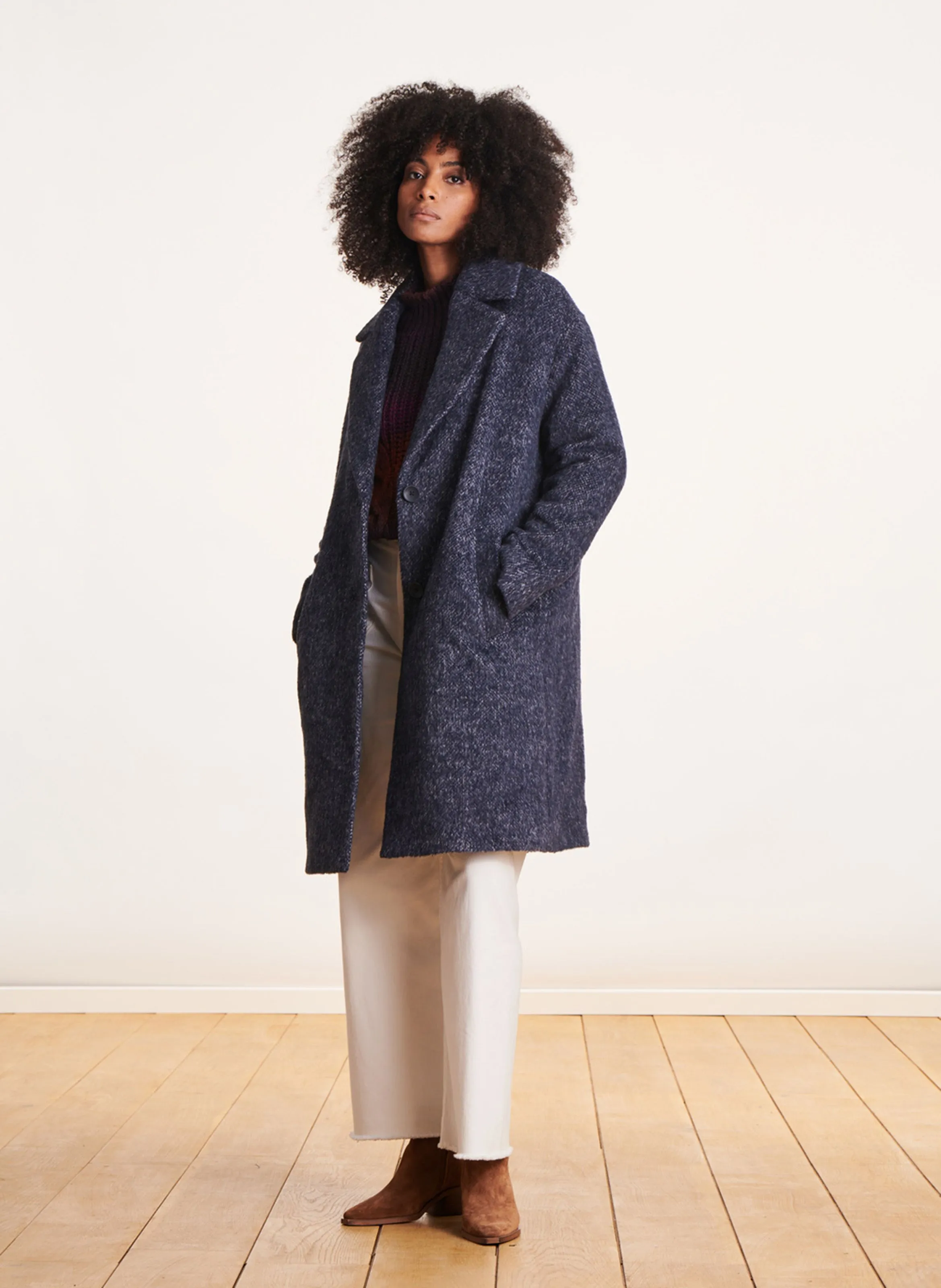  LA FEE MARABOUTEE   Cappotto oversize in lana riciclata mista | Blu
