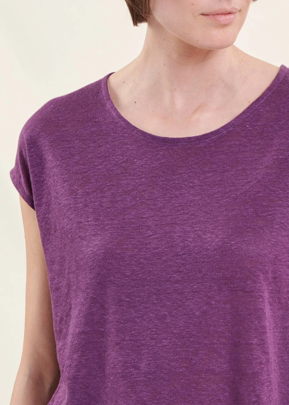  LA FEE MARABOUTEE   T-shirt dritta screziata in lino | Viola