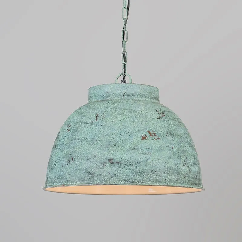 Lampada a sospensione 'Vintage L' rustica verde/metallo - adatta per LED / interna