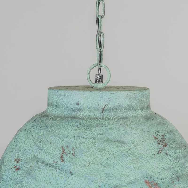 Lampada a sospensione 'Vintage L' rustica verde/metallo - adatta per LED / interna
