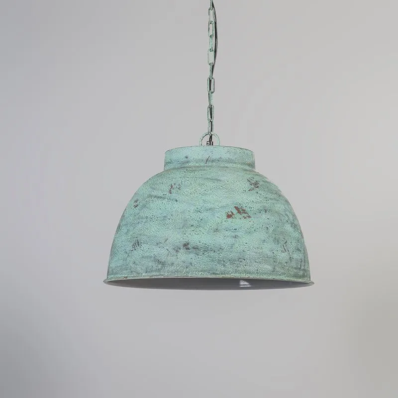 Lampada a sospensione 'Vintage L' rustica verde/metallo - adatta per LED / interna