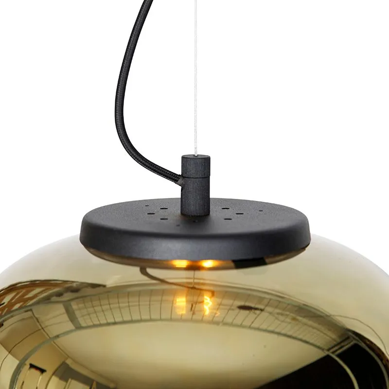 Lampada a sospensione di design nera con vetro oro 2 luci - Bliss