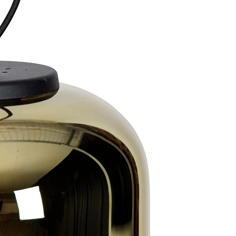 Lampada a sospensione di design nera con vetro oro 2 luci - Bliss