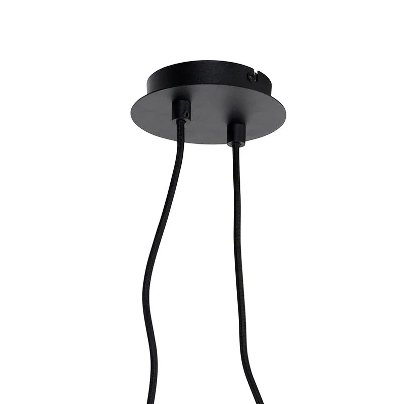 Lampada a sospensione di design nera con vetro oro 2 luci - Bliss