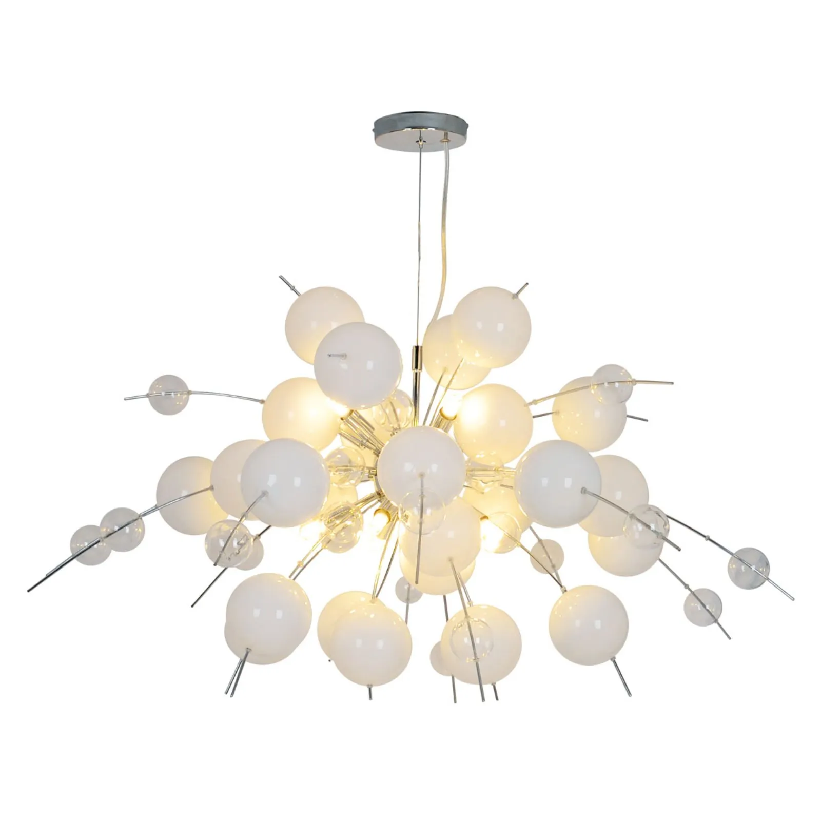 Lampada a sospensione Explosion bianco/cromo 98cm