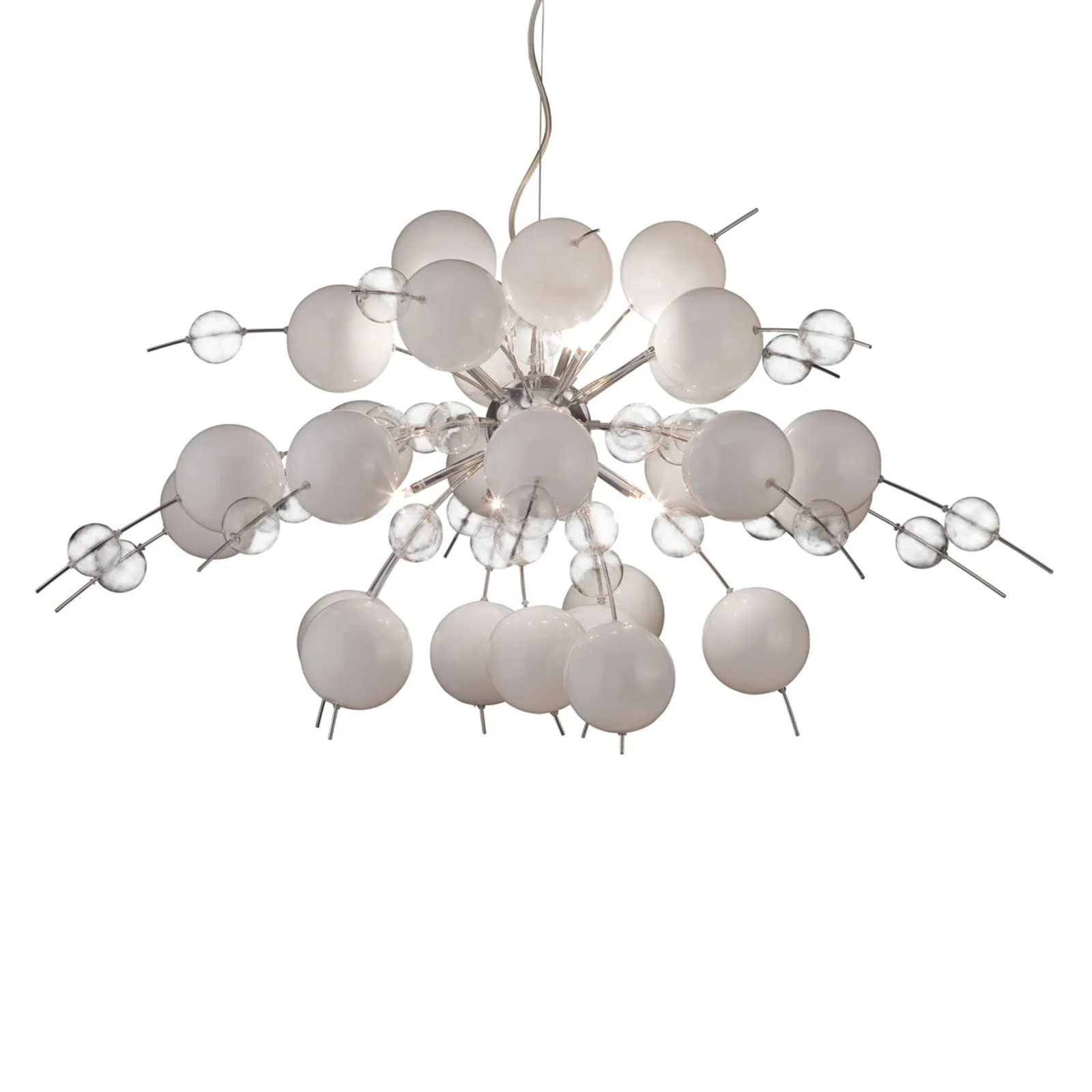 Lampada a sospensione Explosion bianco/cromo 98cm