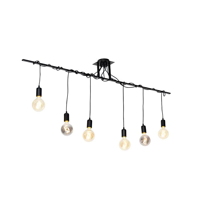 Lampada a sospensione moderna nera cavi intrecciati a 6 luci - Facil