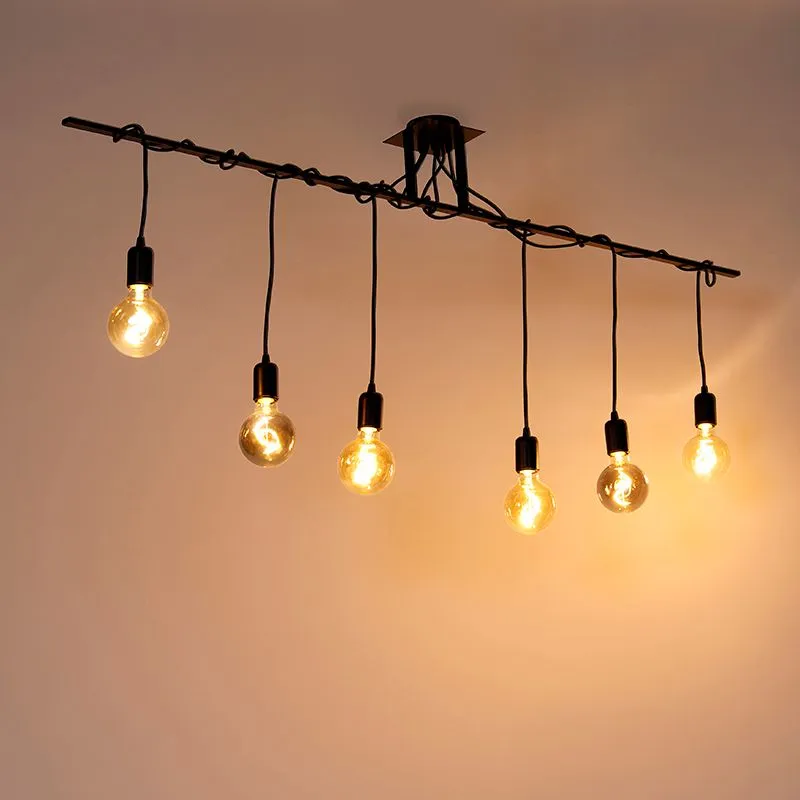 Lampada a sospensione moderna nera cavi intrecciati a 6 luci - Facil
