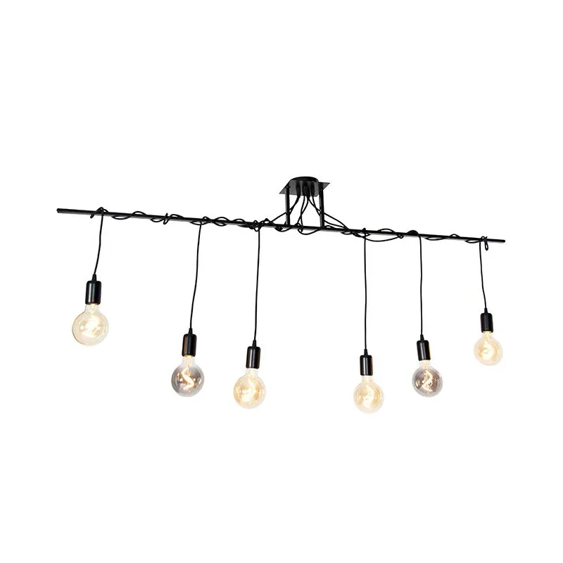 Lampada a sospensione moderna nera cavi intrecciati a 6 luci - Facil