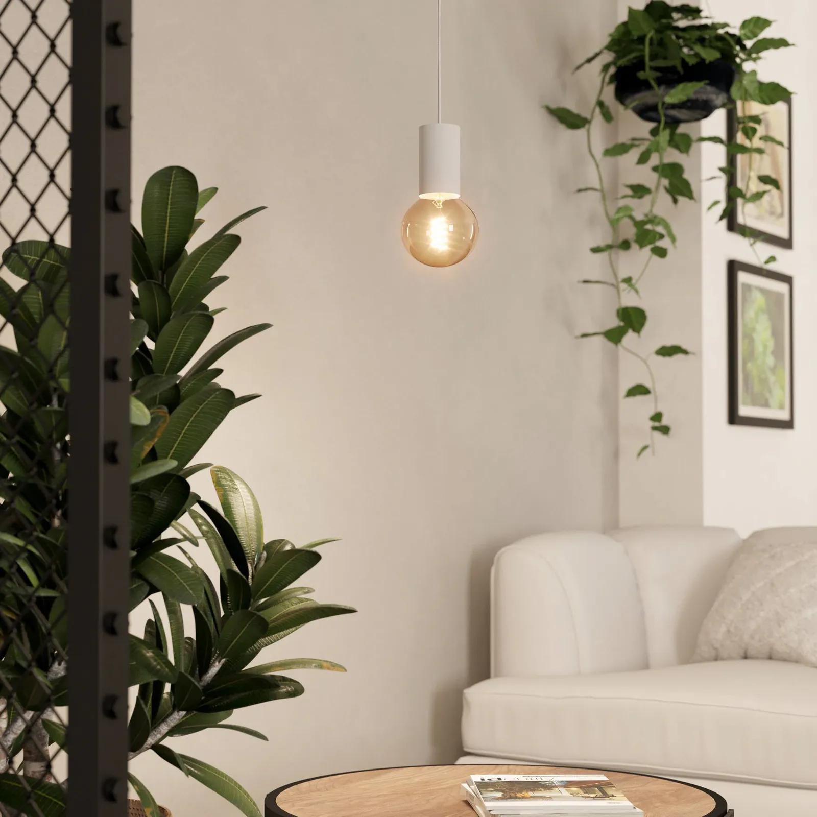 Lampada a sospensione Pozueta 1, 1 luce, bianco