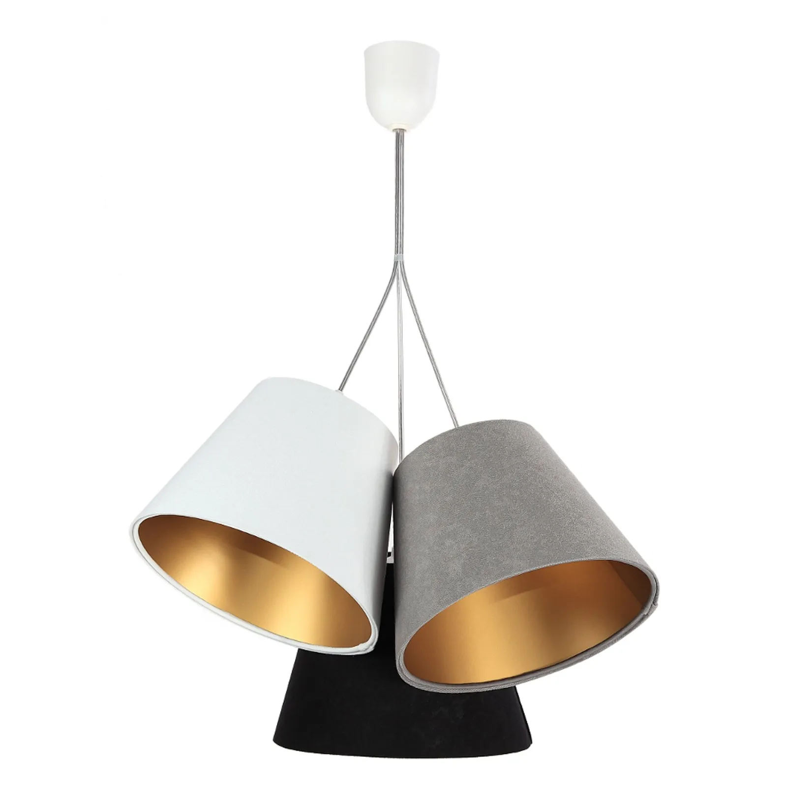 Lampada a sospensione Zsofia a 3 luci bianco/grigio/nero/oro