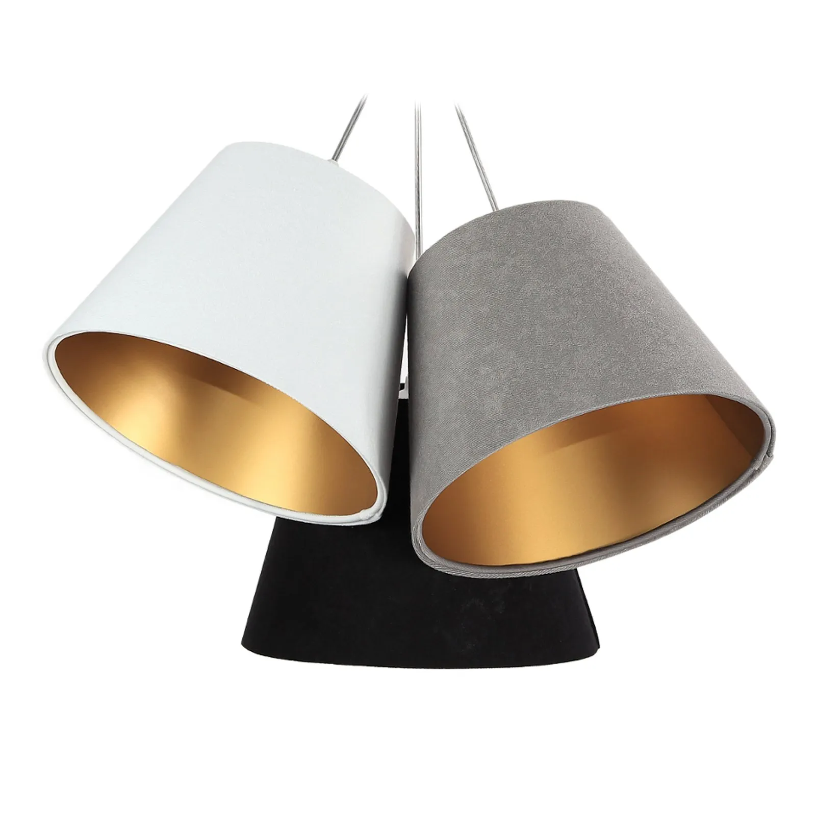 Lampada a sospensione Zsofia a 3 luci bianco/grigio/nero/oro