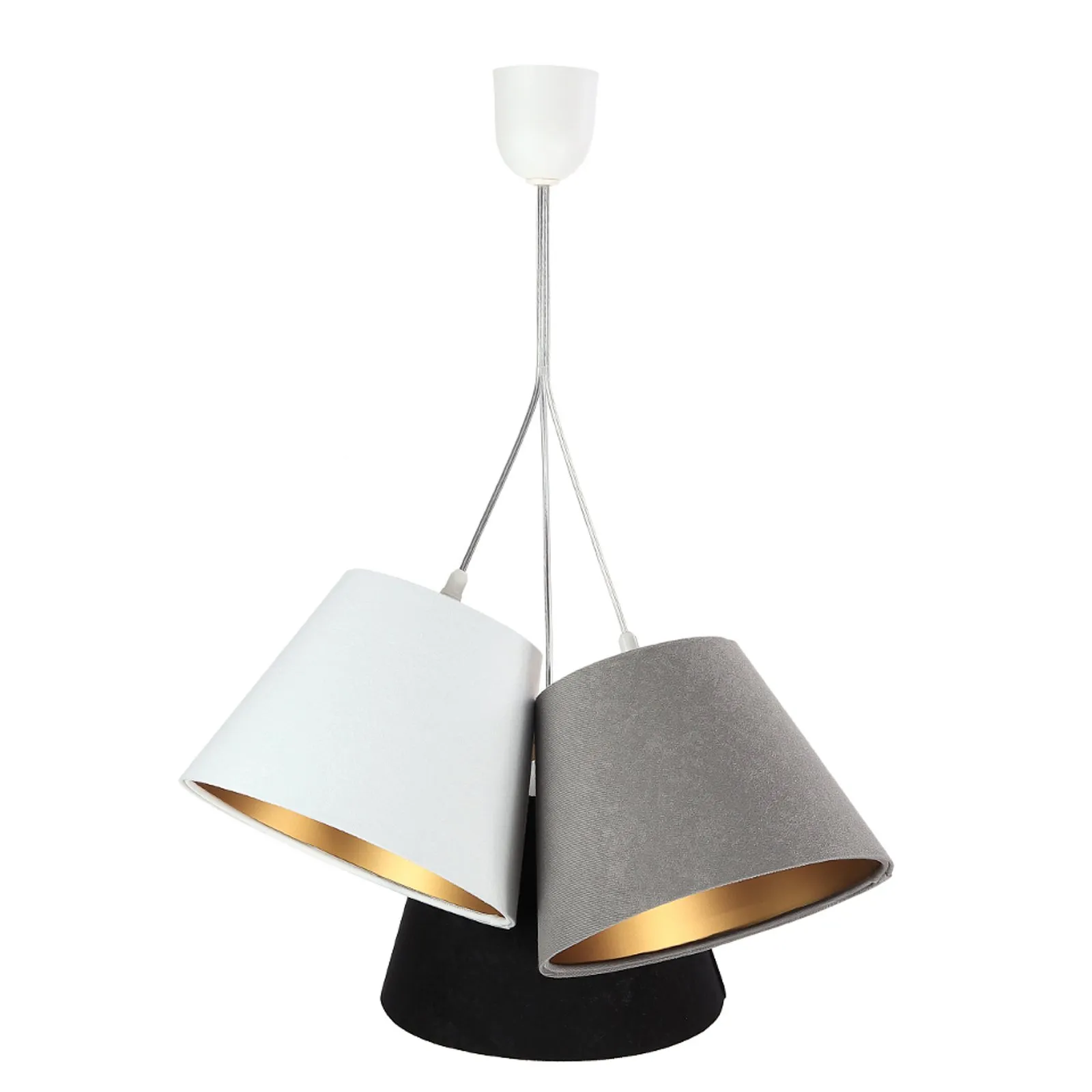Lampada a sospensione Zsofia a 3 luci bianco/grigio/nero/oro