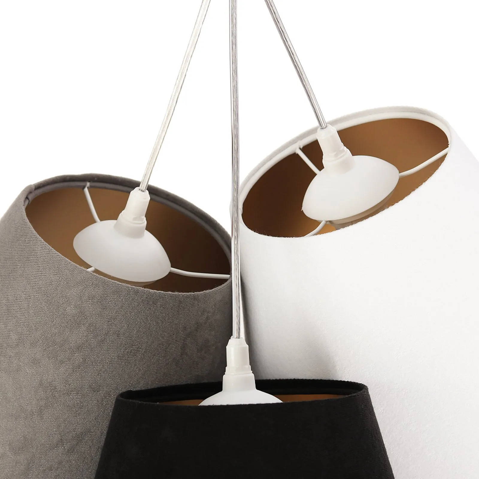 Lampada a sospensione Zsofia a 3 luci bianco/grigio/nero/oro