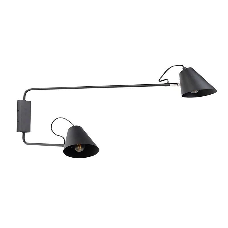 Lampada da parete design nera a 2 luci regolabile - Lune