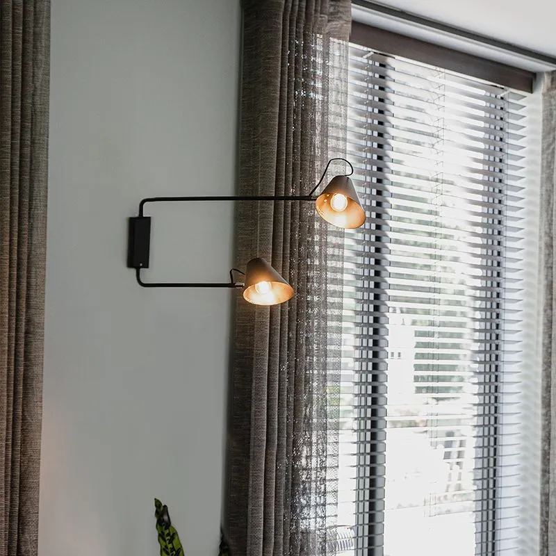 Lampada da parete design nera a 2 luci regolabile - Lune
