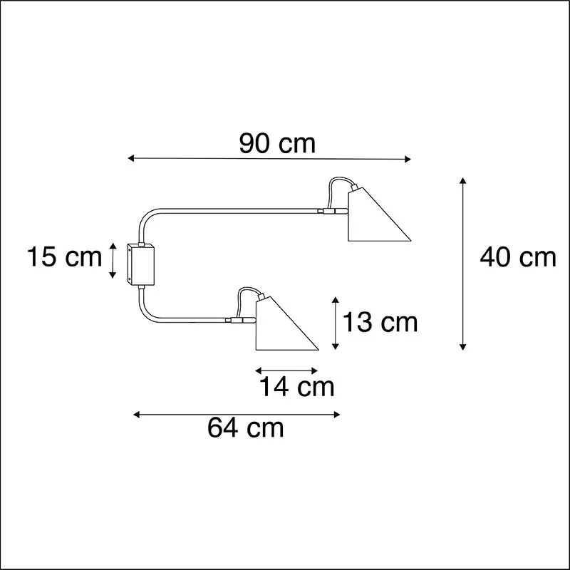 Lampada da parete design nera a 2 luci regolabile - Lune