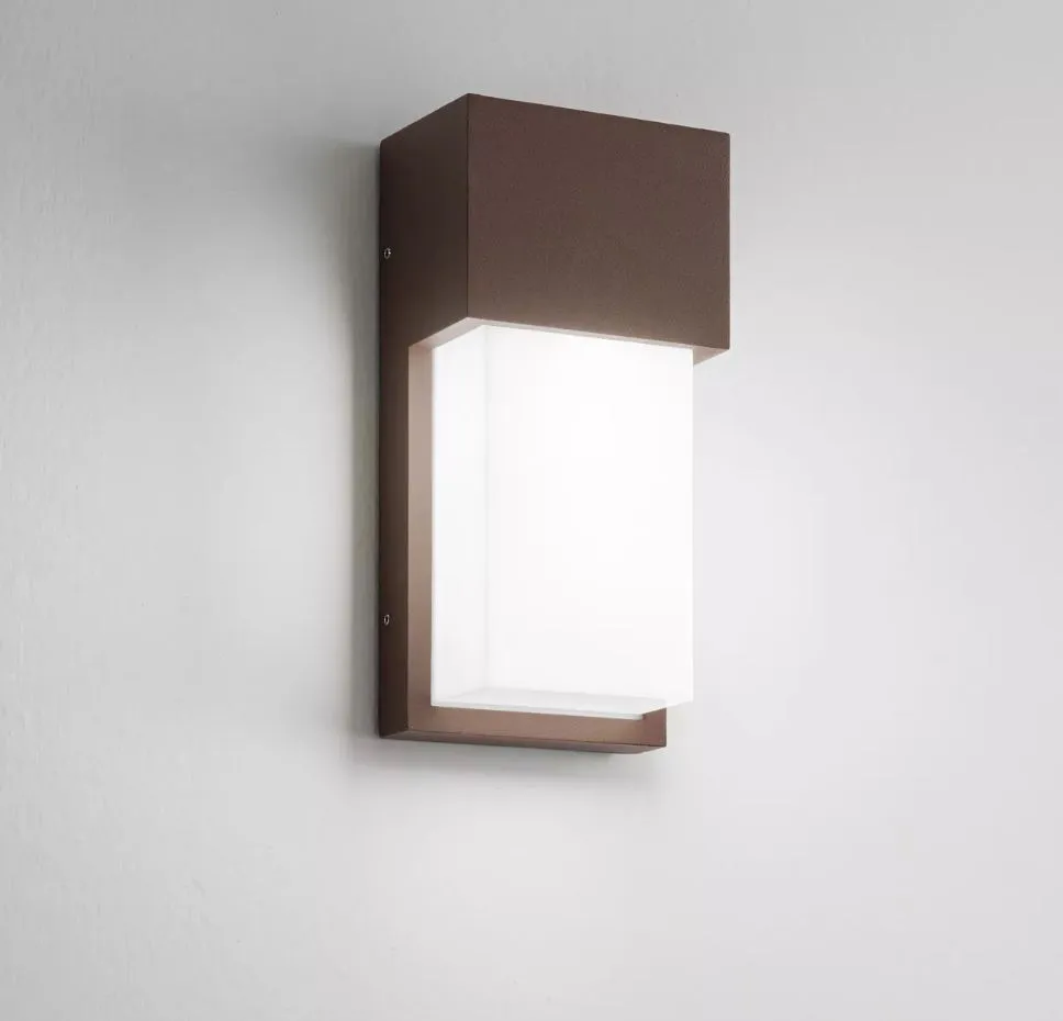 Lampada Parete Per Esterno Corten Squadrata IP54 1xE27 Section Isyluce 924