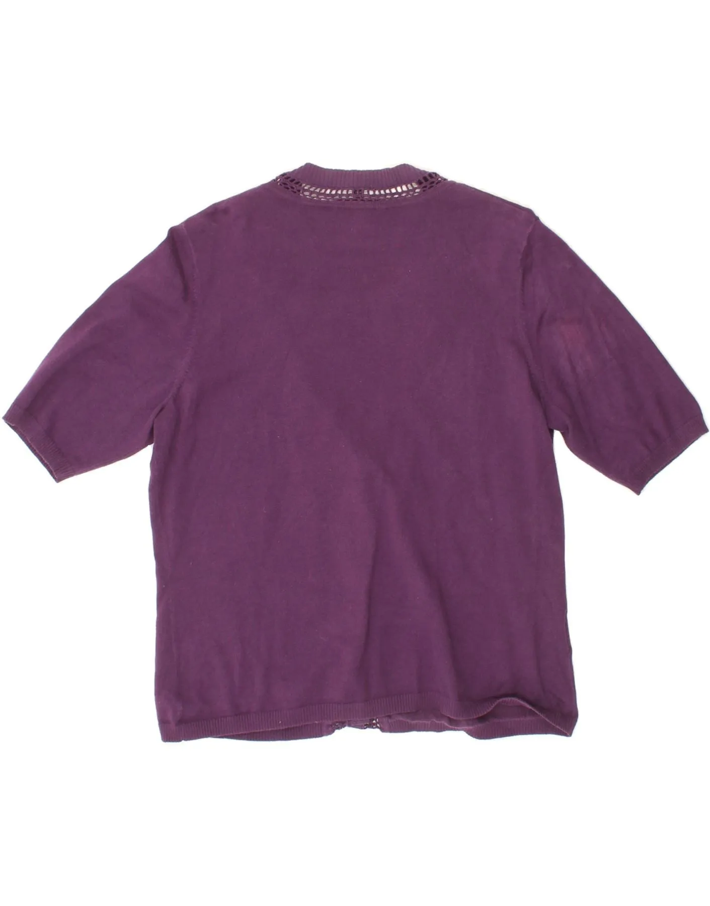 LAURA ASHLEY Womens Short Sleeve Cardigan Sweater UK 16 Large Purple