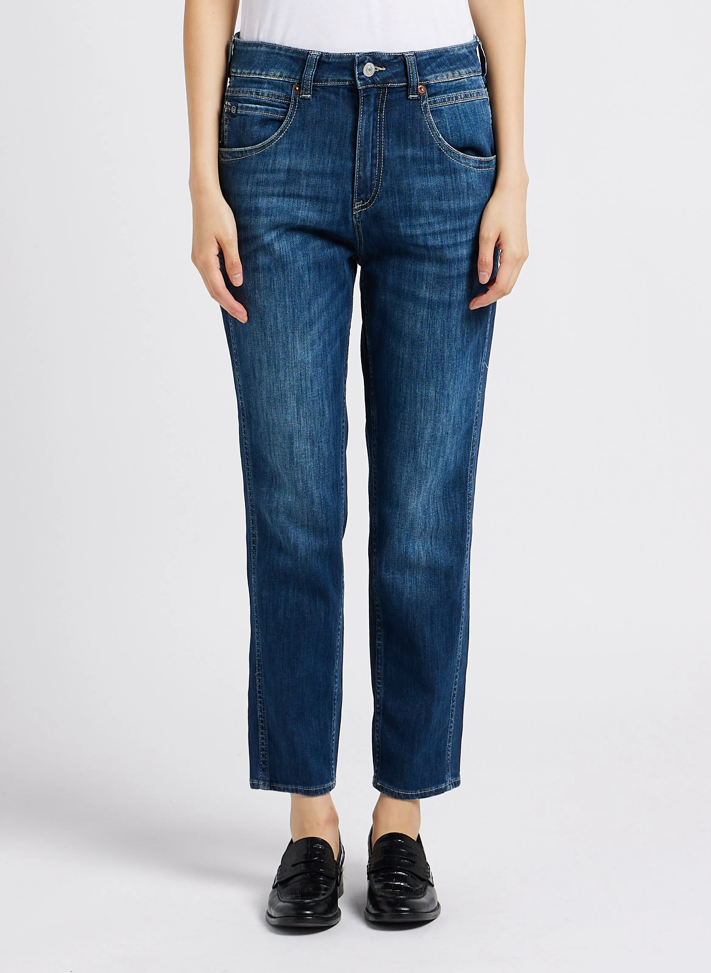  LE TEMPS DES CERISES   Jeans girlfriend a vita alta in misto cotone | Blu