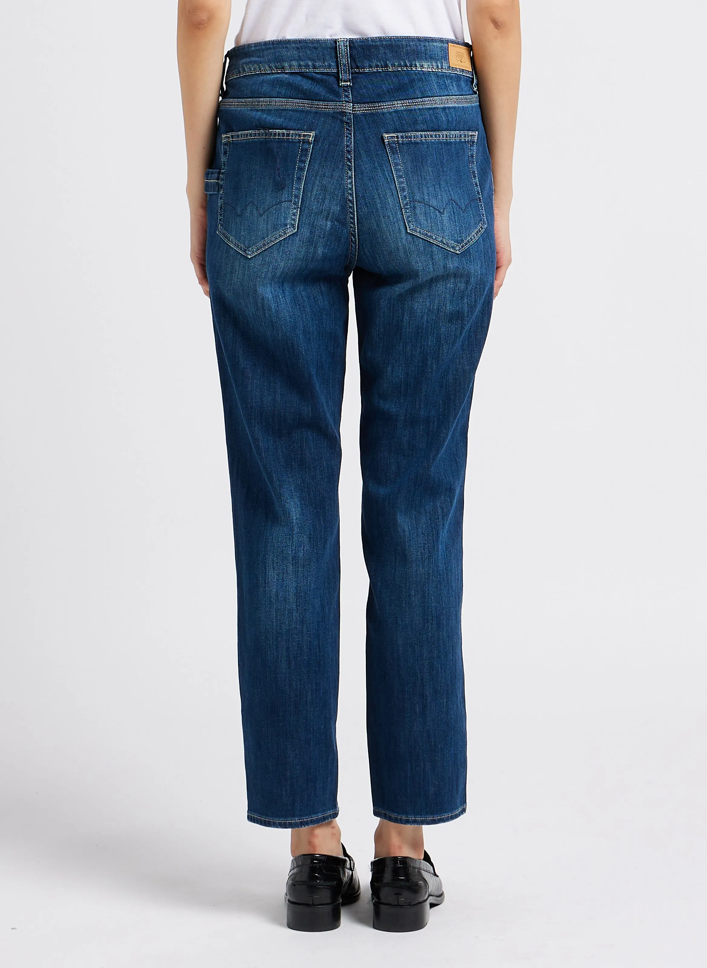  LE TEMPS DES CERISES   Jeans girlfriend a vita alta in misto cotone | Blu