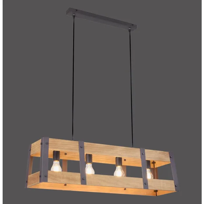 Leuchten-Direkt CRATE Lampada a Sospensione Legno chiaro, 4-Luci