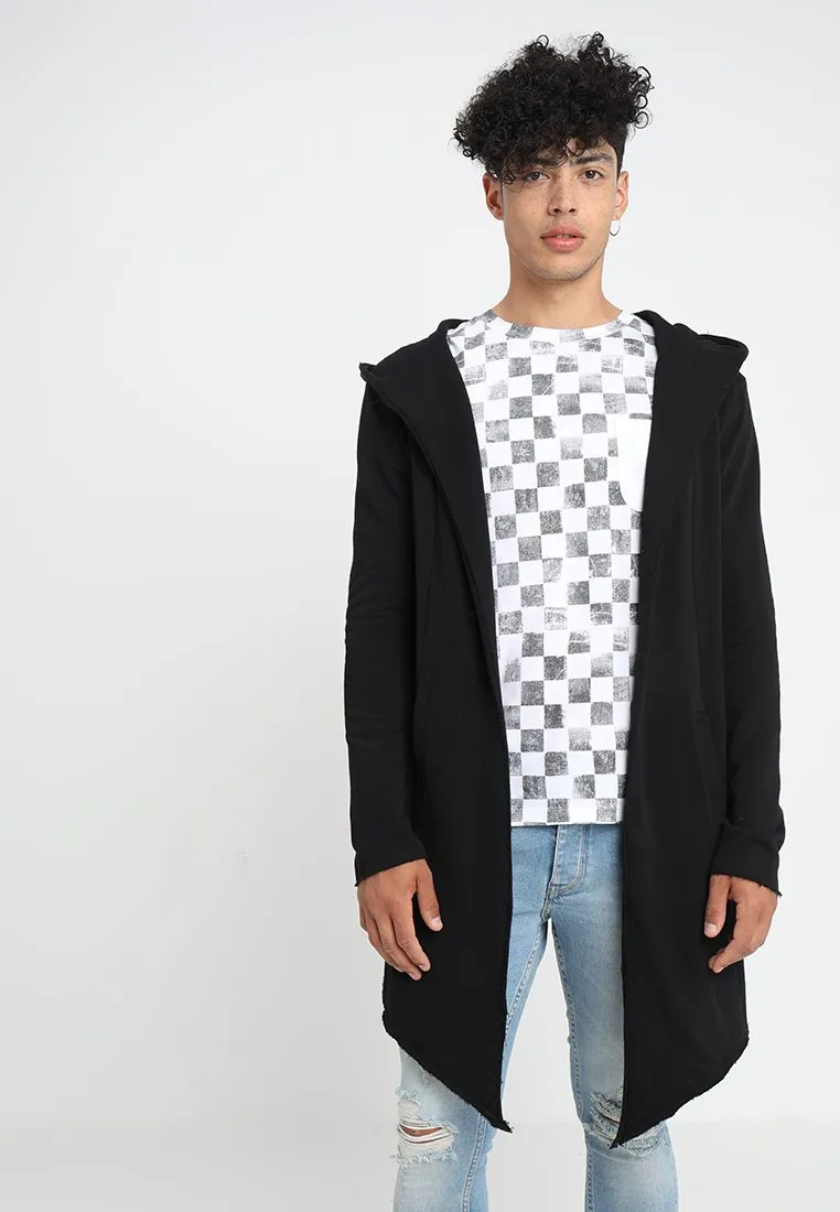 LONG HOODED OPEN EDGE CARDIGAN - Felpa con zip