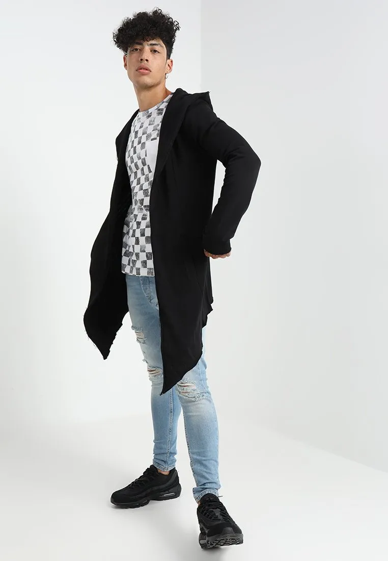 LONG HOODED OPEN EDGE CARDIGAN - Felpa con zip