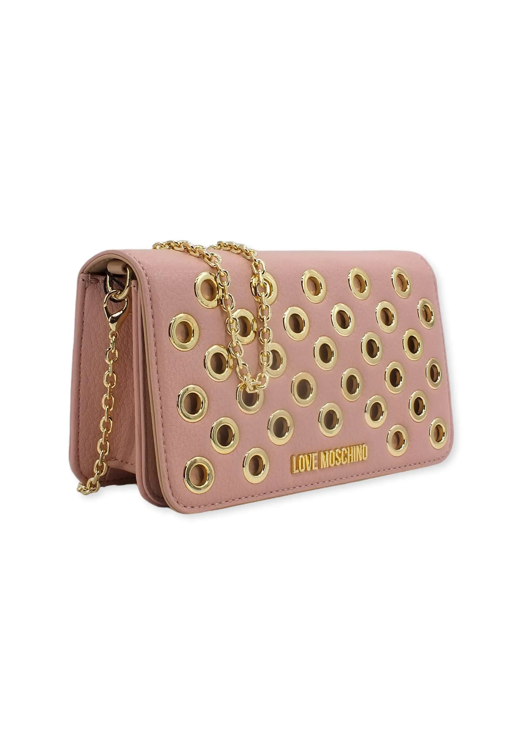 LOVE MOSCHINO Pochette Eyelets Gold Rosa Cipria JC5722PP0FKD0601