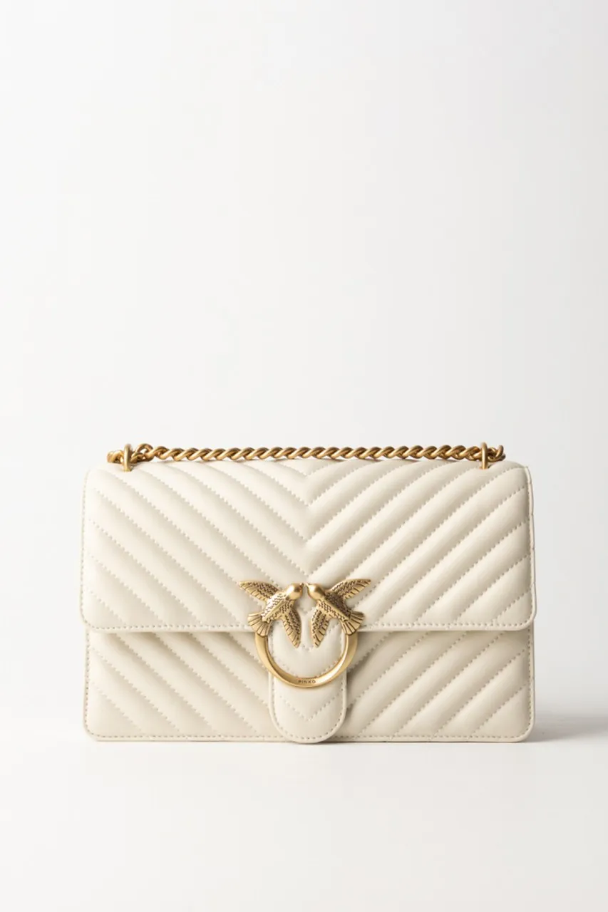 Love One Classic bag BIANCO SETA-ANTIQUE GOLD