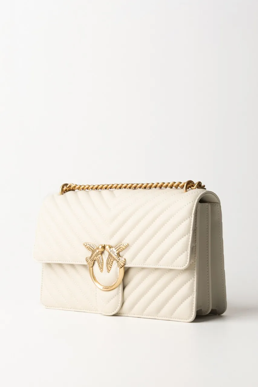 Love One Classic bag BIANCO SETA-ANTIQUE GOLD