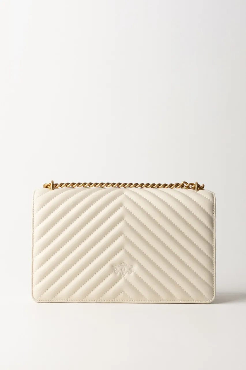 Love One Classic bag BIANCO SETA-ANTIQUE GOLD