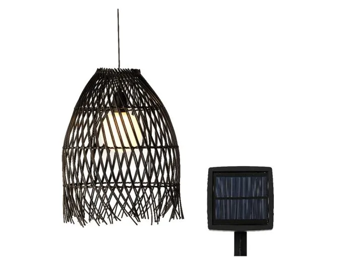 Lumineo Black Steady lampada solare a sospensione in vimini