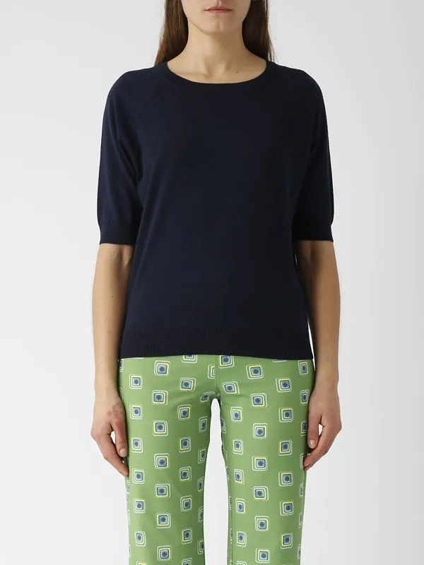 Maglia donna Maliparmi in seta e cotone Blu Notte