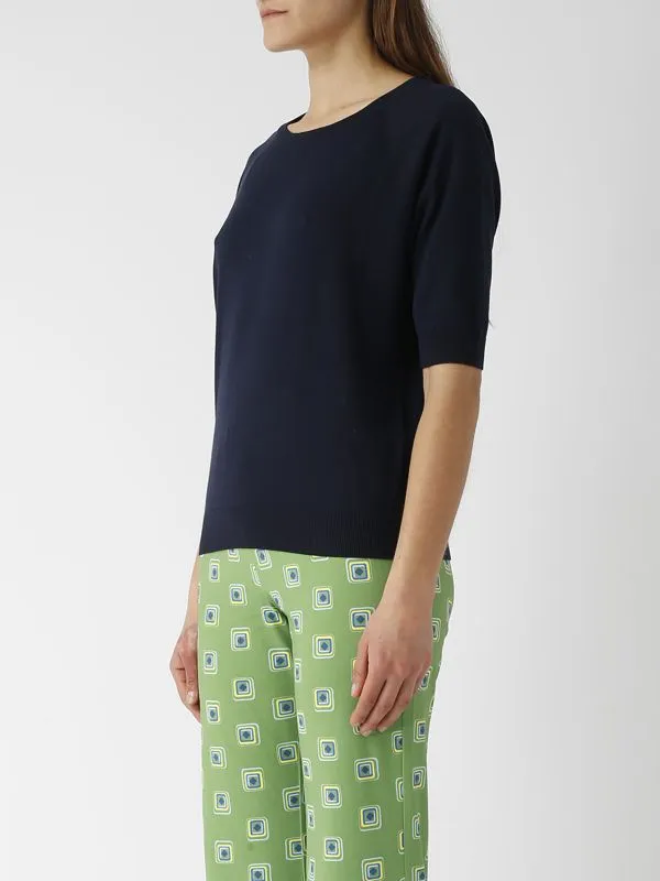 Maglia donna Maliparmi in seta e cotone Blu Notte
