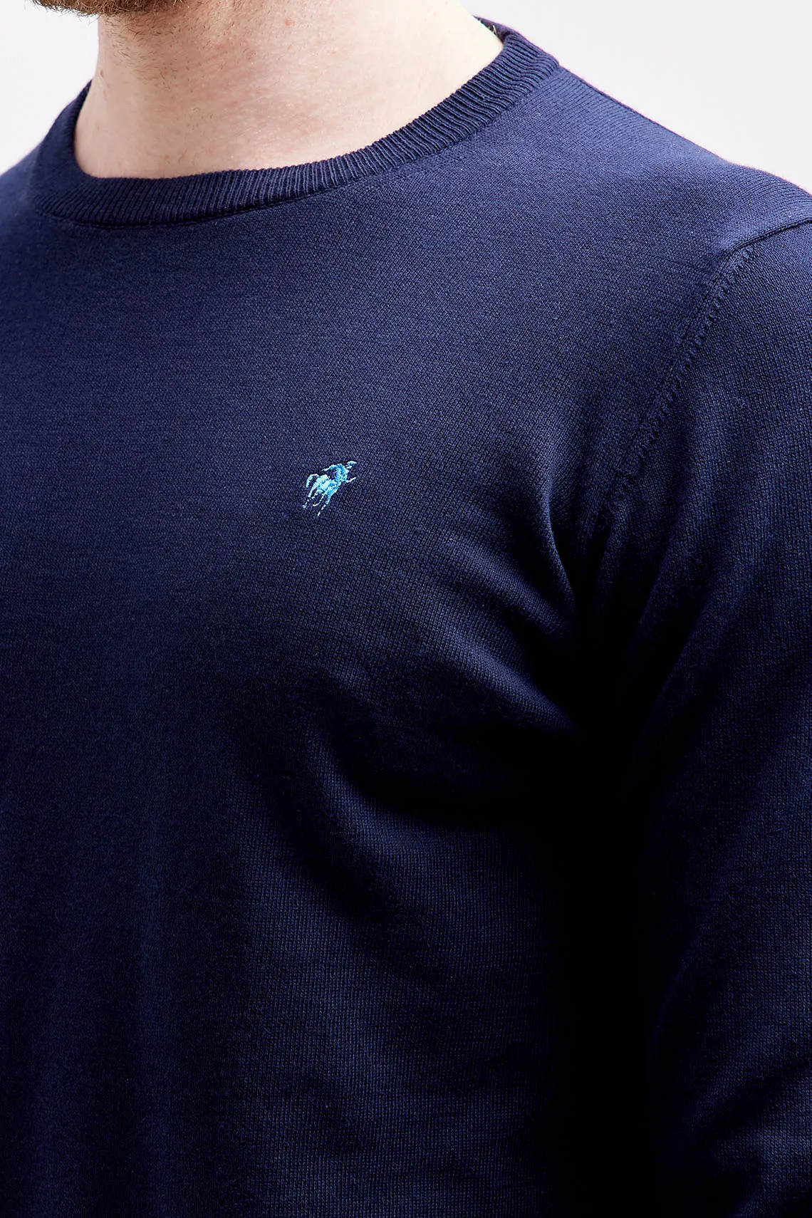 MAGLIA GIROCOLLO COTONE BLUE