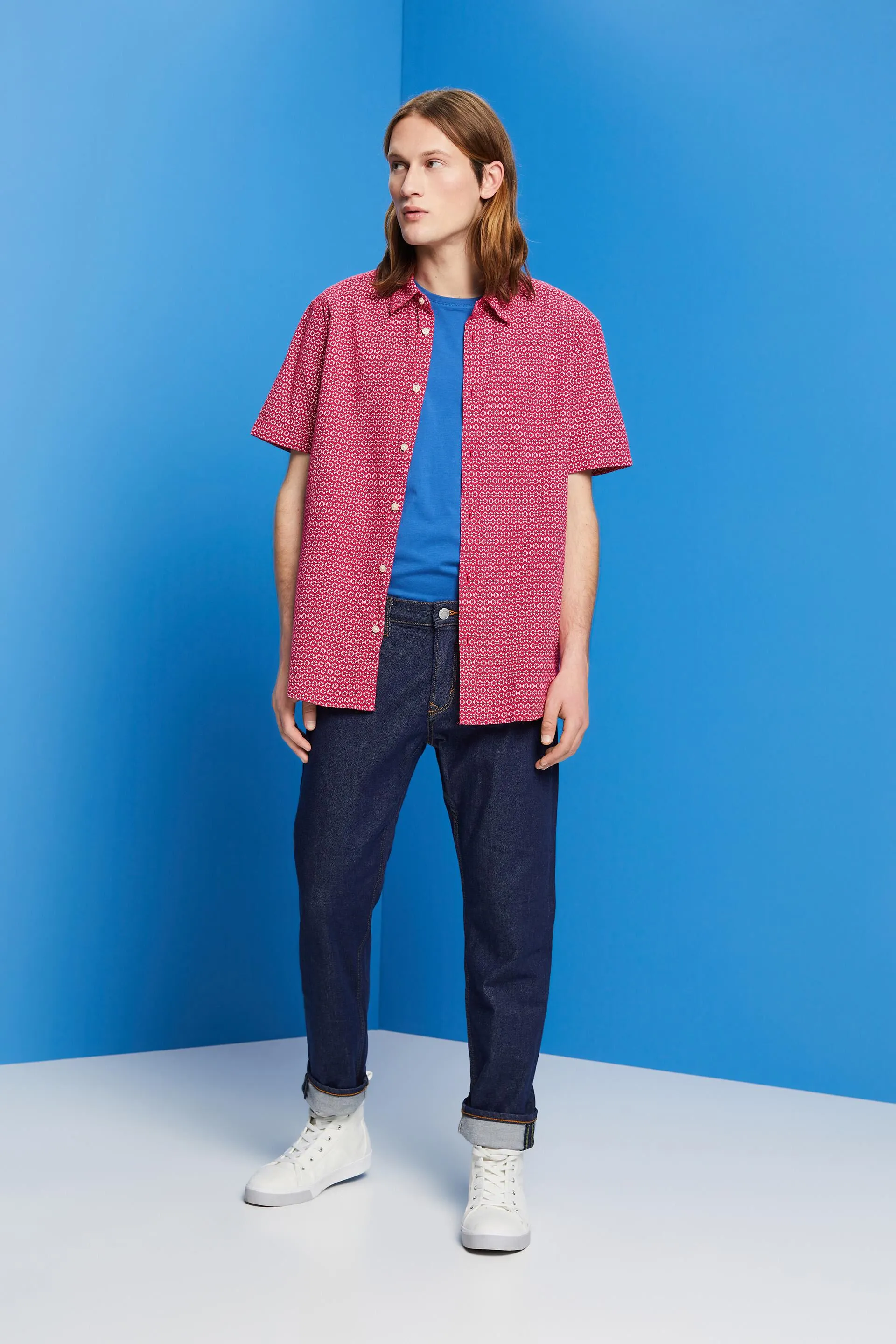 Maglia in misto lino stampata