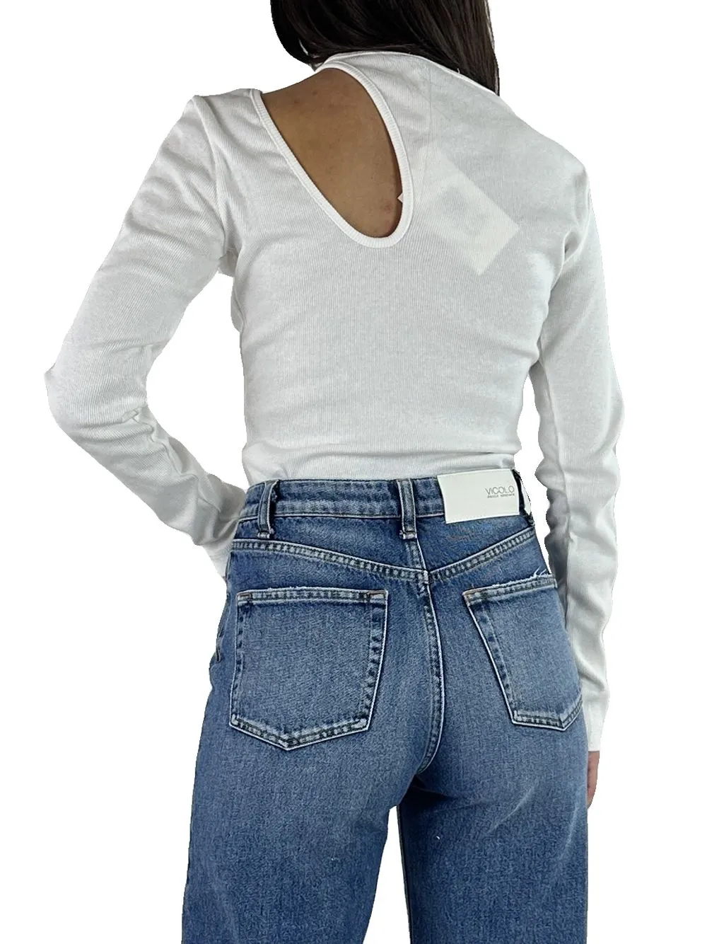 Maglia Manica Lunga Cutout - Bianco