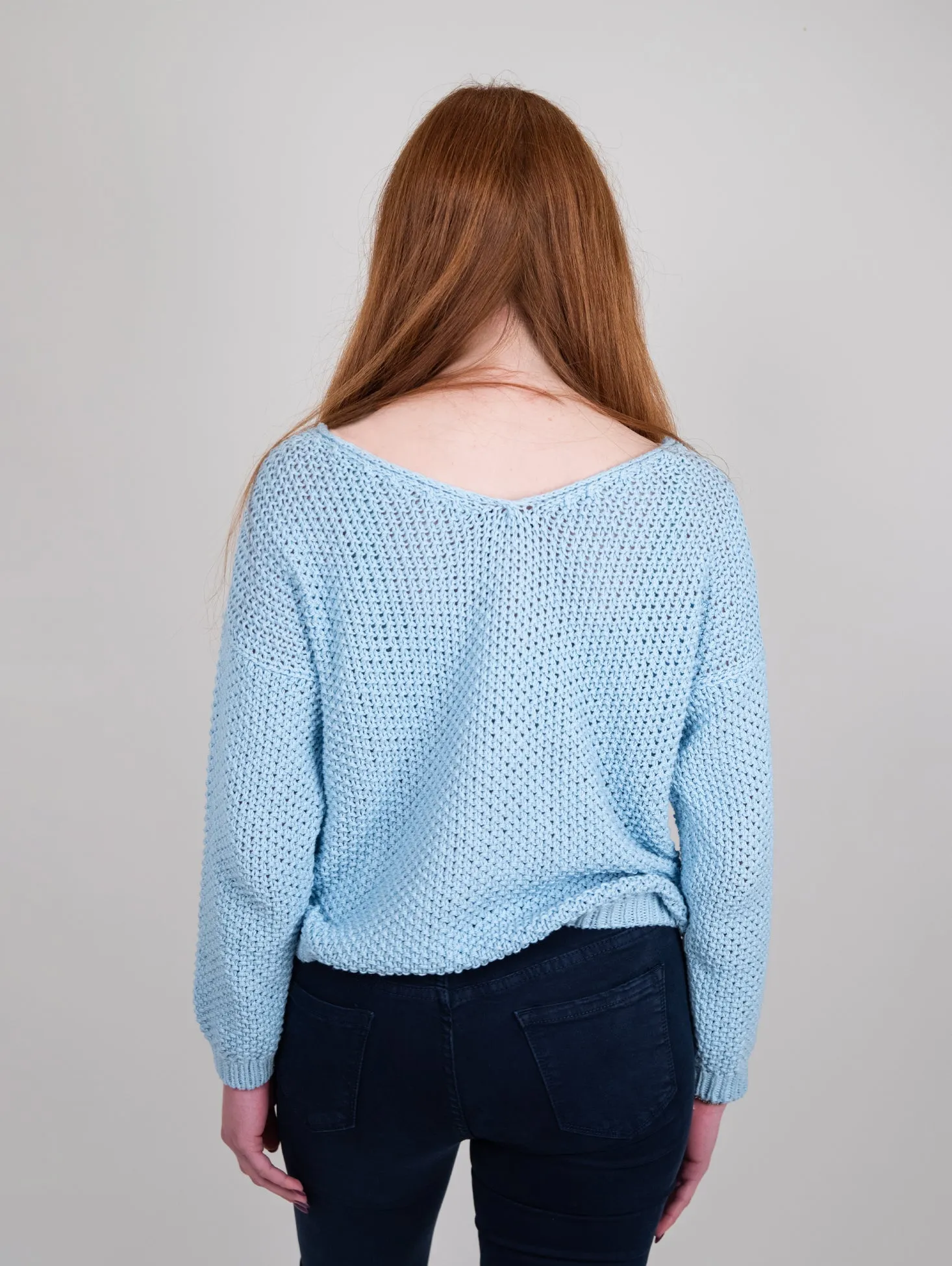 Maglia over in cotone goffrato azzurro