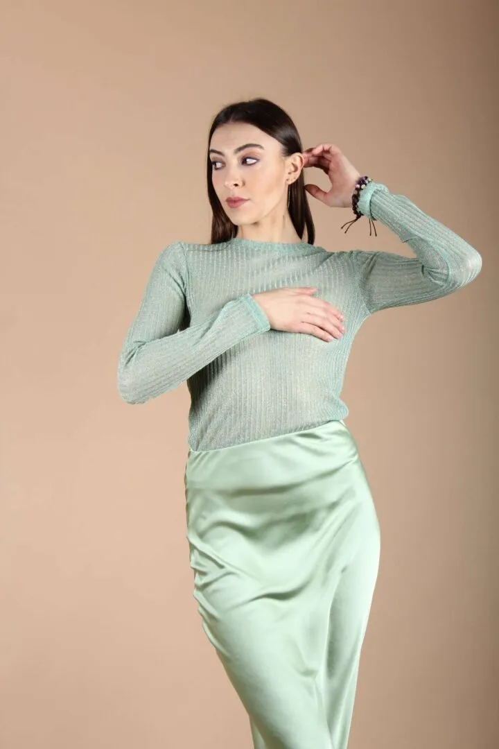 Maglia Trasparenza Lurex Verde