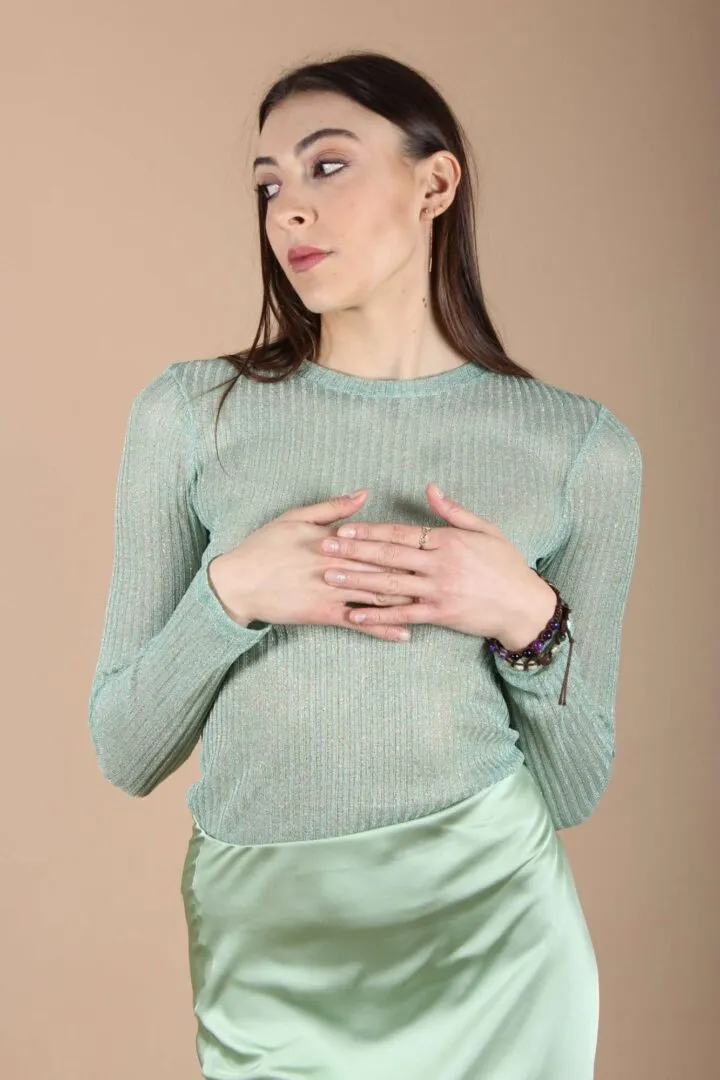 Maglia Trasparenza Lurex Verde